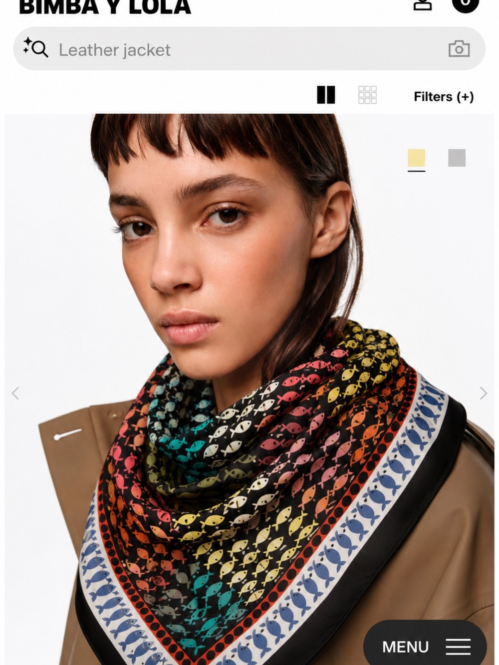 Bimba Y Lola - Multicolor Fish-Print Silk Scarf
